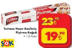 TUTTAZE HAZIR KESİLMİŞ PİŞİRME KAĞIDI 16 ADET TUTTAZE HAZIR KESİLMİŞ PİŞİRME KAĞIDI 16 ADET